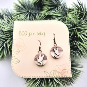 Darilo za birmo - Leseni uhani, golob