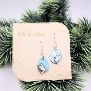 Darilo za birmo - Leseni uhani, golob