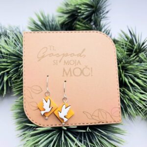 Darilo za birmo - Leseni uhani, golob