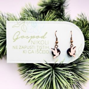 Darilo za birmo - Leseni uhani, golob