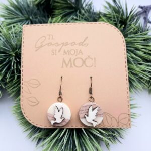 Darilo za birmo - Leseni uhani, golob