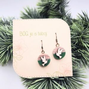 Darilo za birmo - Leseni uhani, golob