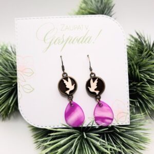 Darilo za birmo - Leseni uhani, golob