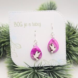 Darilo za birmo - Leseni uhani, golob