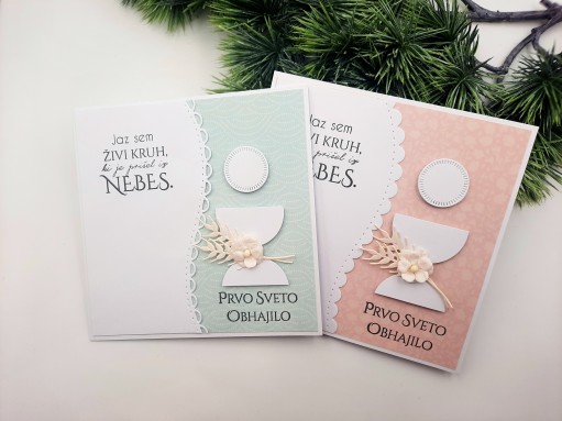 za sveto obhajilo čestitka ročno delo unikat