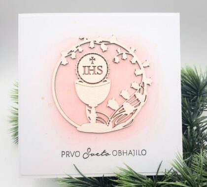 za sveto obhajilo čestitka ročno delo unikat