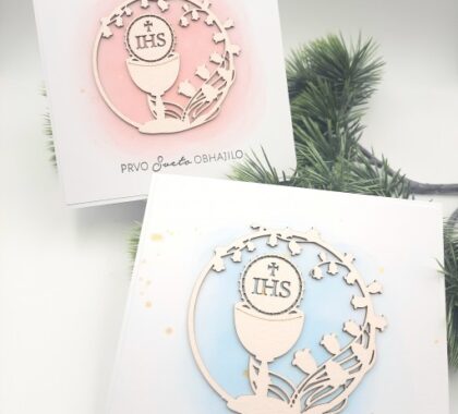 za sveto obhajilo čestitka ročno delo unikat